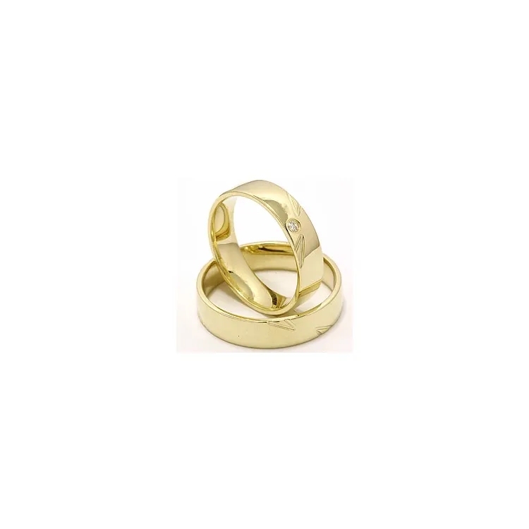 Elegant gifteringer i 14 karat gull 0,025 ct - par