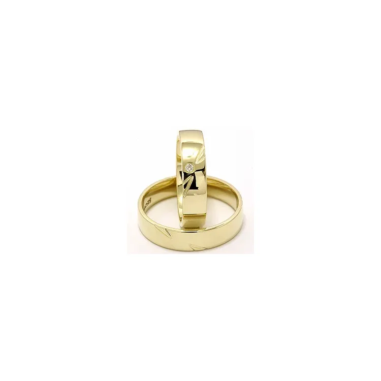 Elegant gifteringer i 14 karat gull 0,025 ct - par