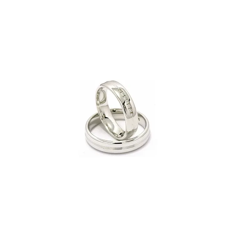 briljant gifteringer i 14 karat hvitt gull 0,091 ct - par