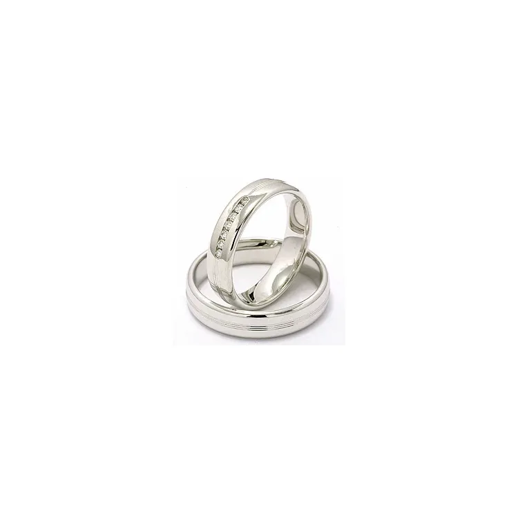 briljant gifteringer i 14 karat hvitt gull 0,091 ct - par