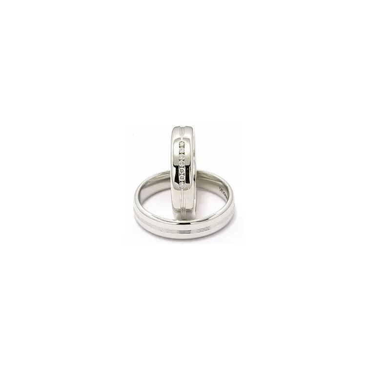briljant gifteringer i 14 karat hvitt gull 0,091 ct - par