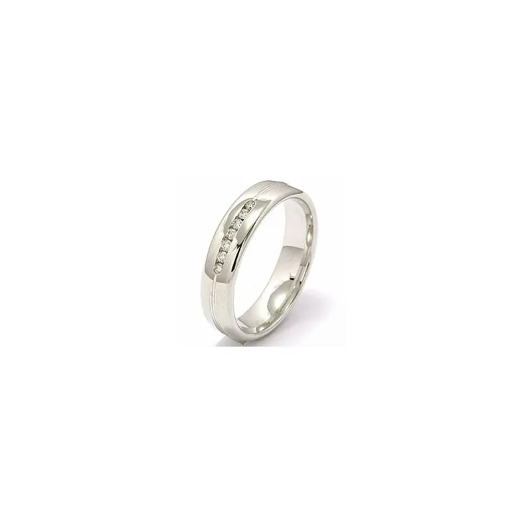 briljant giftering i 14 karat hvitt gull 7 x 0,013 ct