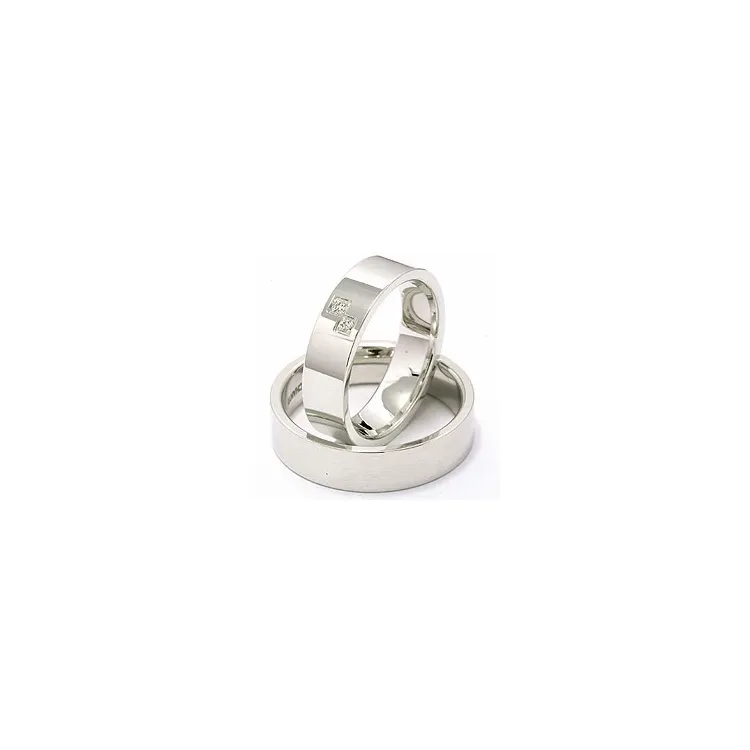 gifteringer i 14 karat hvitt gull 2 x 0,015 ct - par