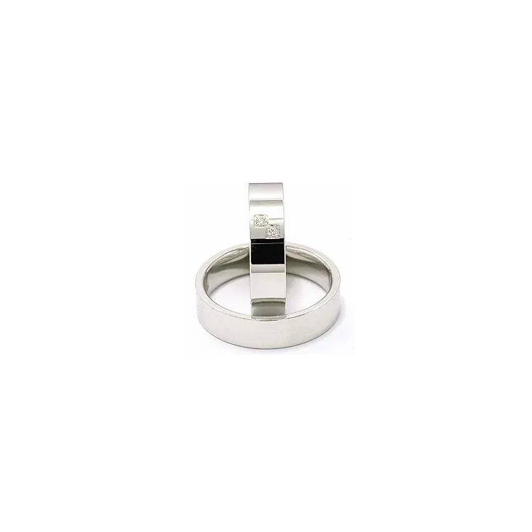 gifteringer i 14 karat hvitt gull 2 x 0,015 ct - par