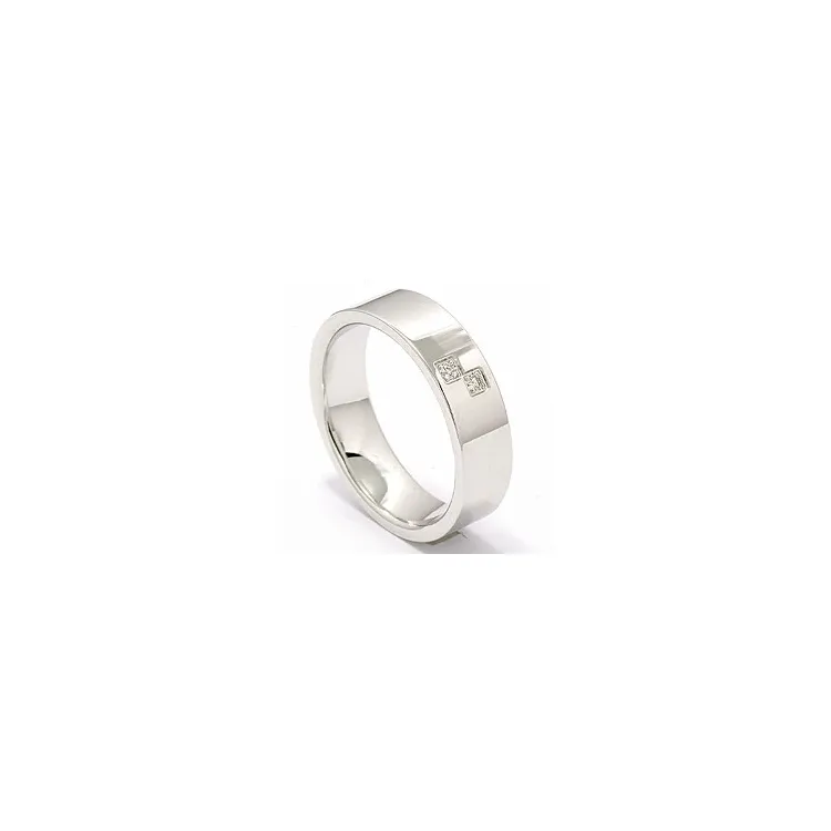 giftering i 14 karat hvitt gull 2 x 0,015 ct