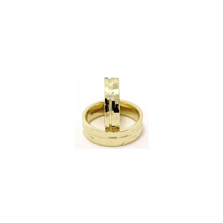 Gifteringer i 14 karat gull 0,03 ct - par