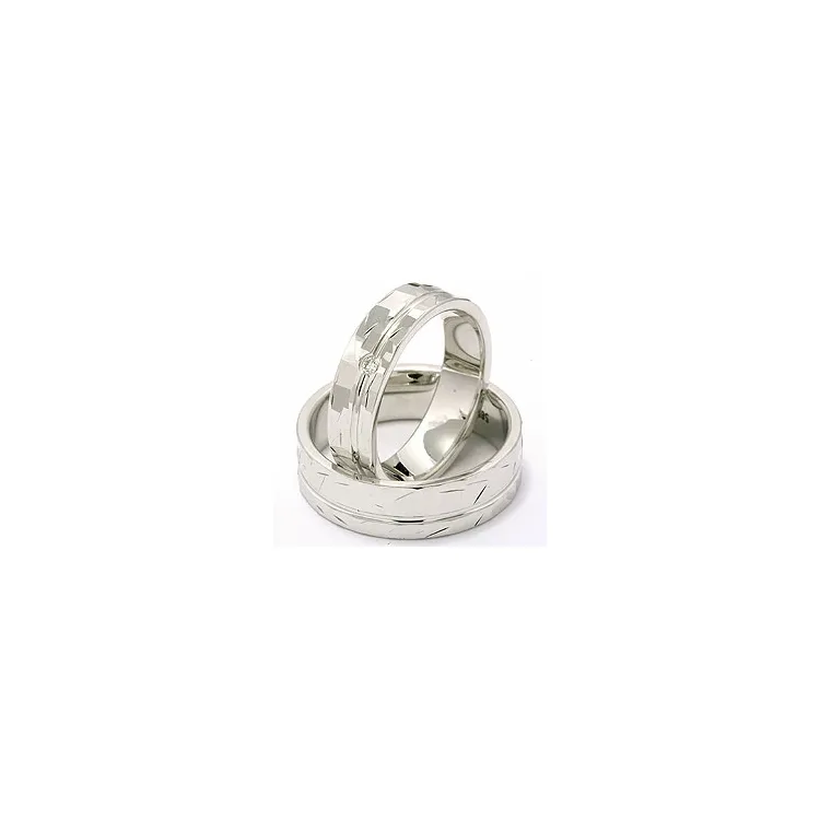 Strukturert gifteringer i 14 karat hvitt gull 0,03 ct - par