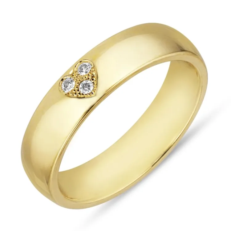 hjerte giftering i 14 karat gull 0,075 ct