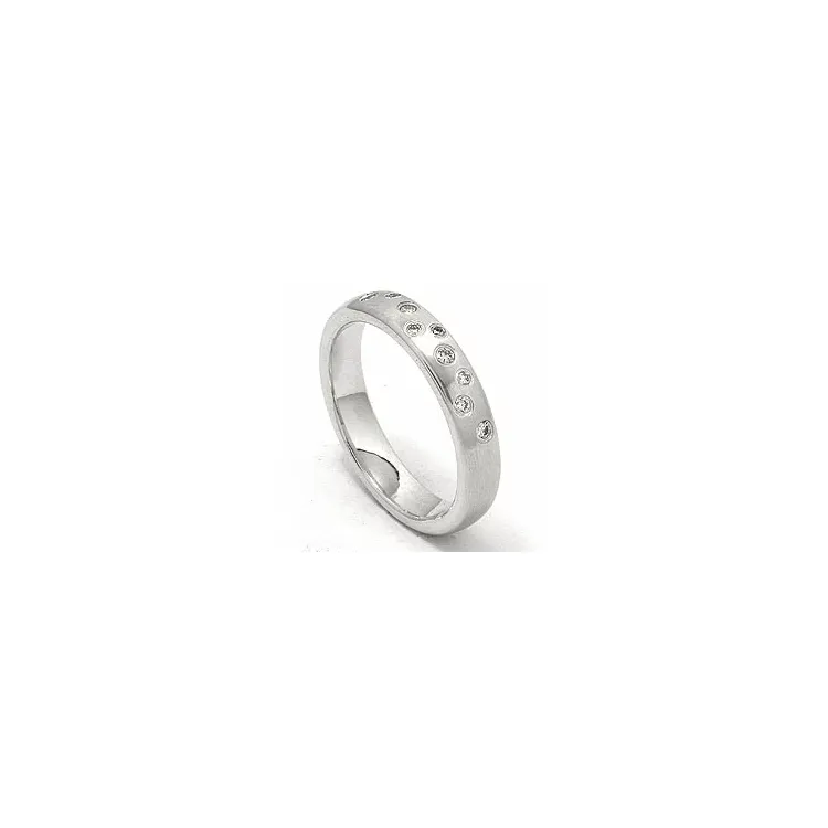 Matt stjernedryss giftering i 14 karat hvitt gull 0,126 ct