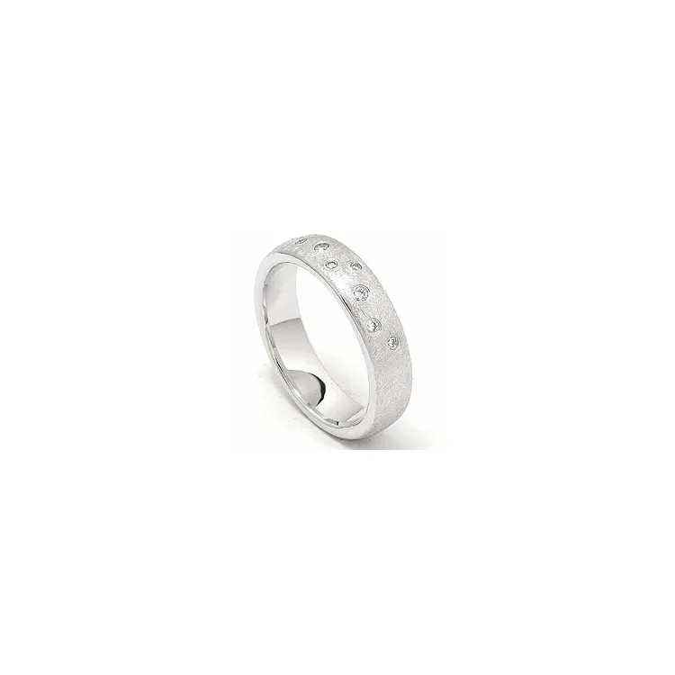 Strukturert stjernedryss giftering i 14 karat hvitt gull 0,126 ct