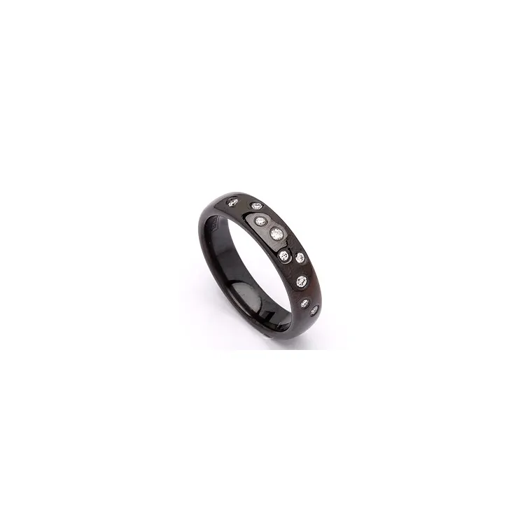 Giftering i svart stål 0,126 ct