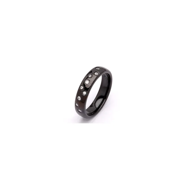Giftering i svart stål 0,126 ct