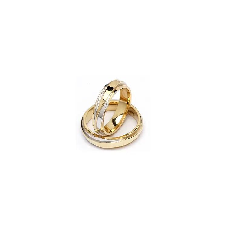 Spesiale Tofarget gifteringer i 14 karat gull og hvitt gull 0,063  ct - par