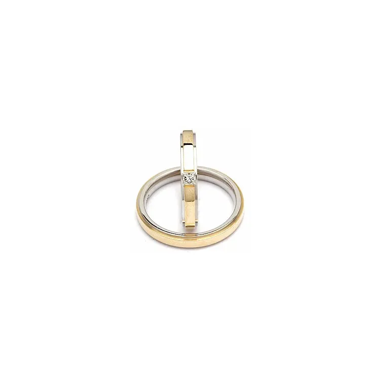 Tofarget gifteringer i 14 karat gull og hvitt gull 0,11 ct - par