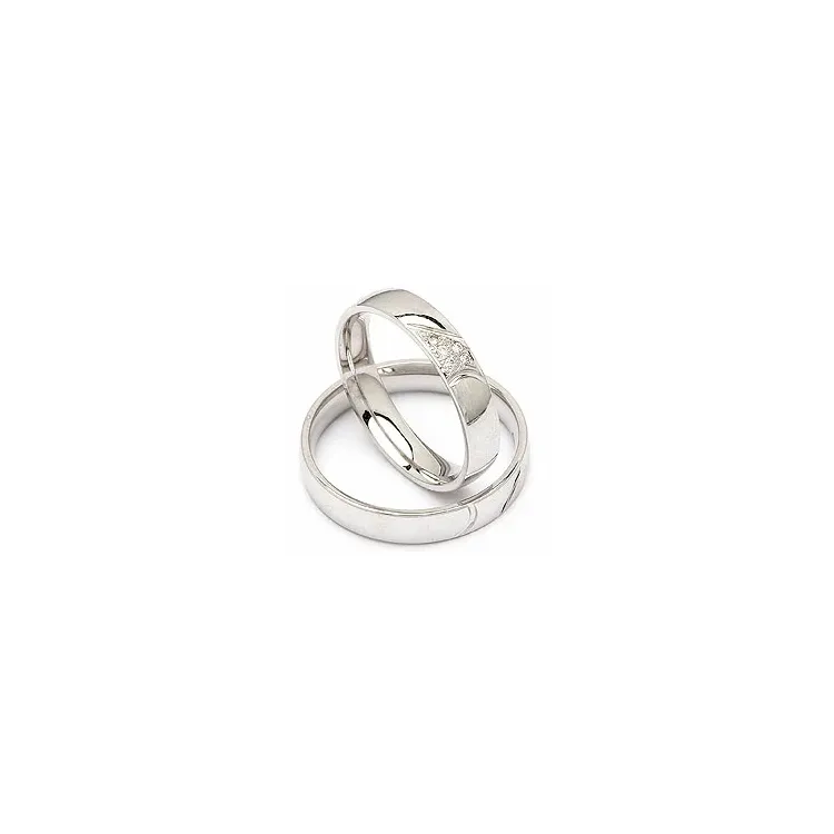 diamant gifteringer i 14 karat hvitt gull 0,040 ct - par