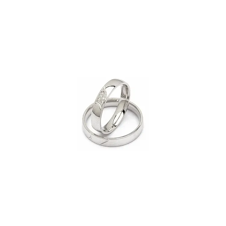 diamant gifteringer i 14 karat hvitt gull 0,040 ct - par