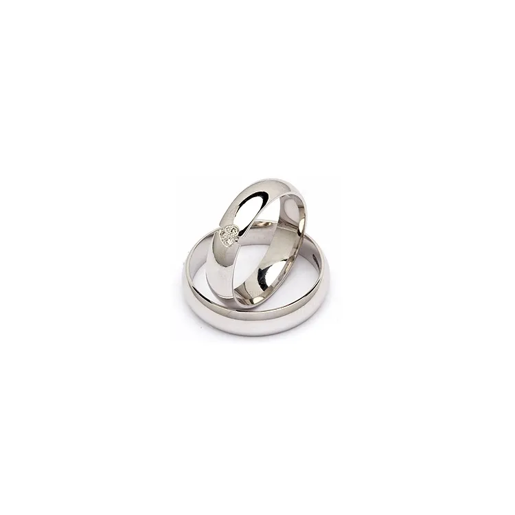 Gifteringer i 14 karat hvitt gull 0,030 ct - par
