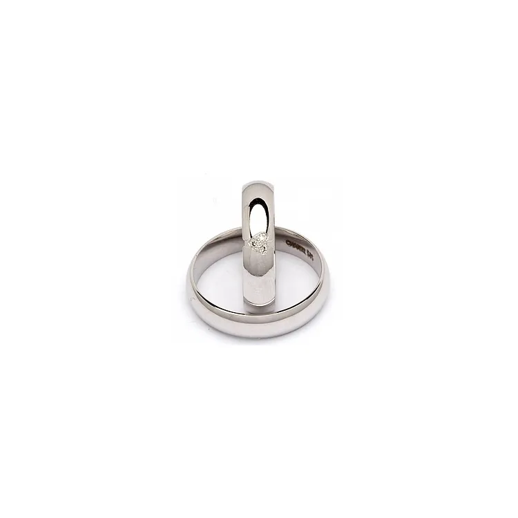 Gifteringer i 14 karat hvitt gull 0,030 ct - par