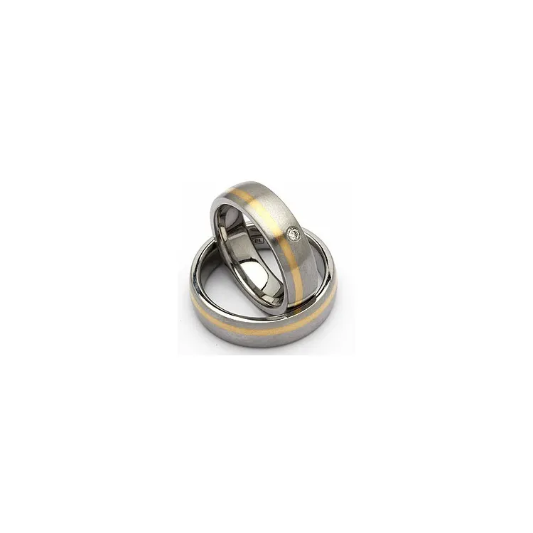 Gifteringer i 14 karat stål og gult gull 0,035 ct - par