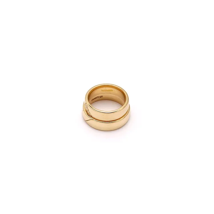 Spesiale hjerte gifteringer i 14 karat gull 0,101 ct - par