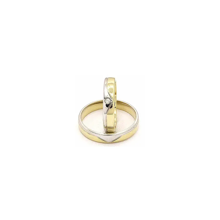 Gifteringer i 14 karat gull og hvitt gull 0,025 ct - par
