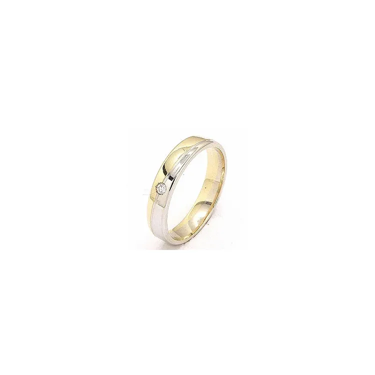 Tofarget dame giftering i 14 karat gull og hvitt gull 0,025 ct