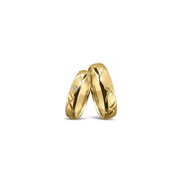 mønster gifteringer i 14 karat gull 0,025 ct - par