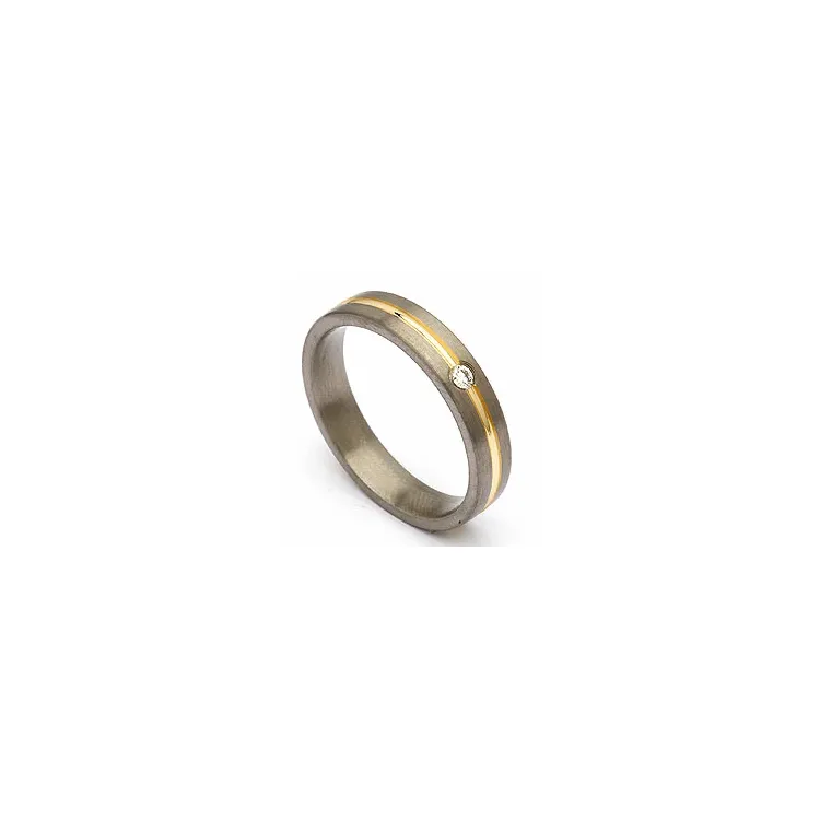 Giftering i titanium og alm. gull 0,04 ct