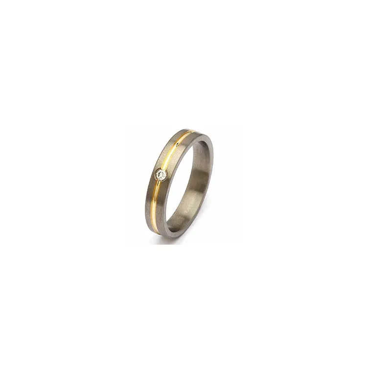 Giftering i titanium og alm. gull 0,04 ct