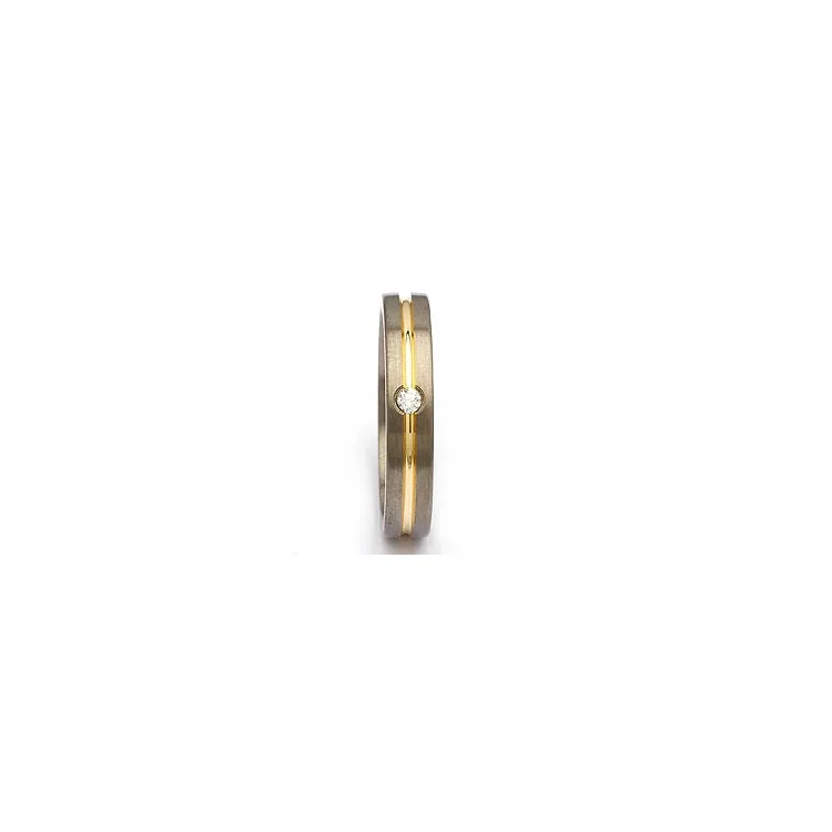 Giftering i titanium og alm. gull 0,04 ct