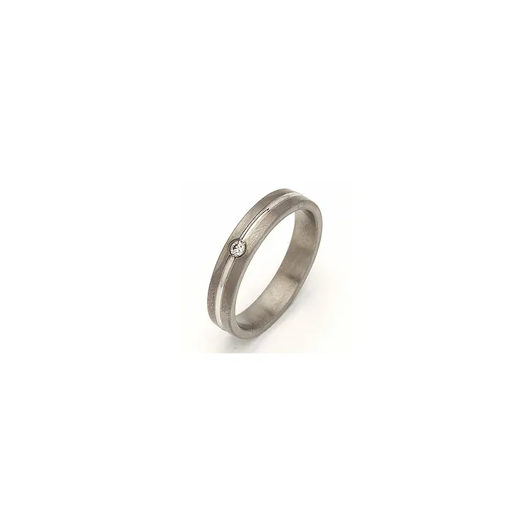Giftering i 14 karat titanium og hvitt gull 0,040 ct