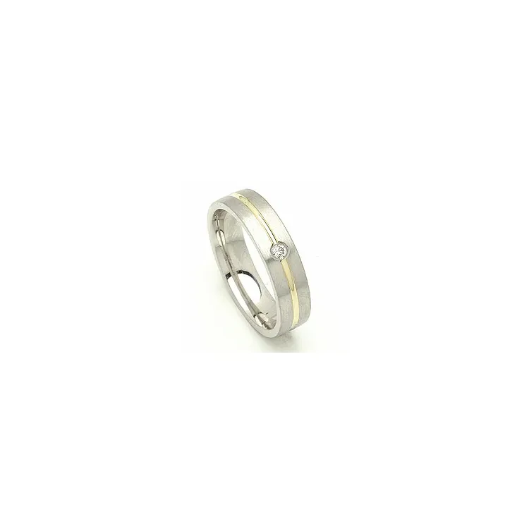 Giftering i sølv og 14 karat gull 0,040 ct