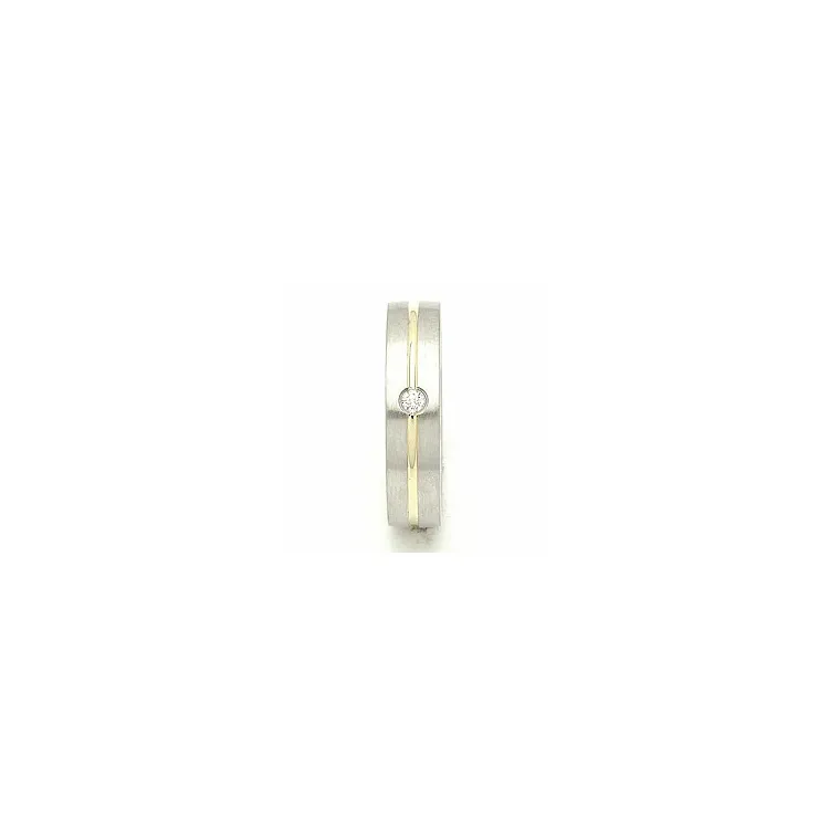 Giftering i sølv og 14 karat gull 0,040 ct