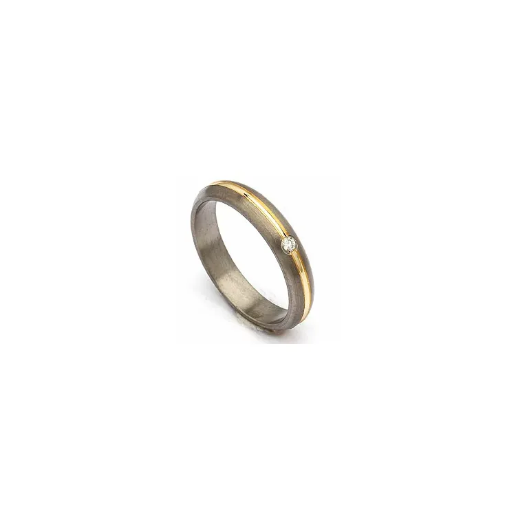 Giftering i titanium og alm. gull 0,030 ct