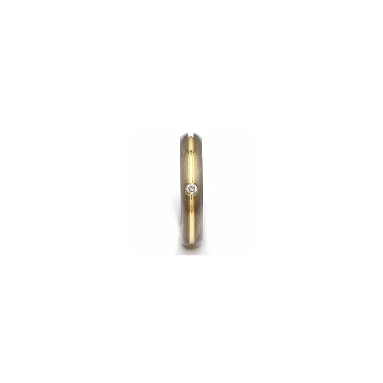 Giftering i titanium og alm. gull 0,030 ct