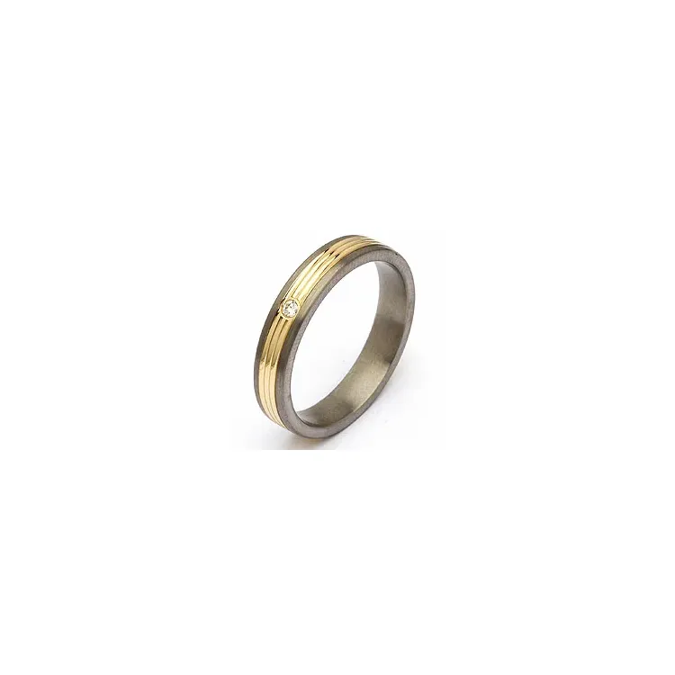 Giftering i titanium og alm. gull 0,025 ct