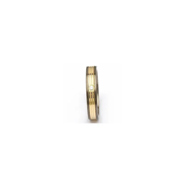 Giftering i titanium og alm. gull 0,025 ct