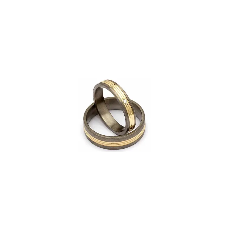 Gifteringer i titanium og alm. gull 0,025 ct