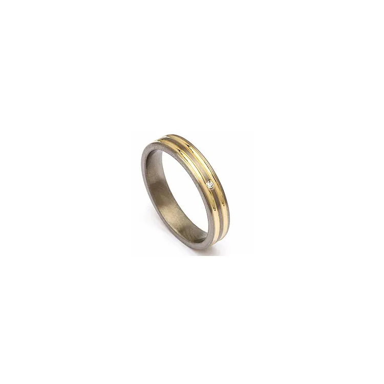 Giftering i titanium og alm. gull 0,025 ct