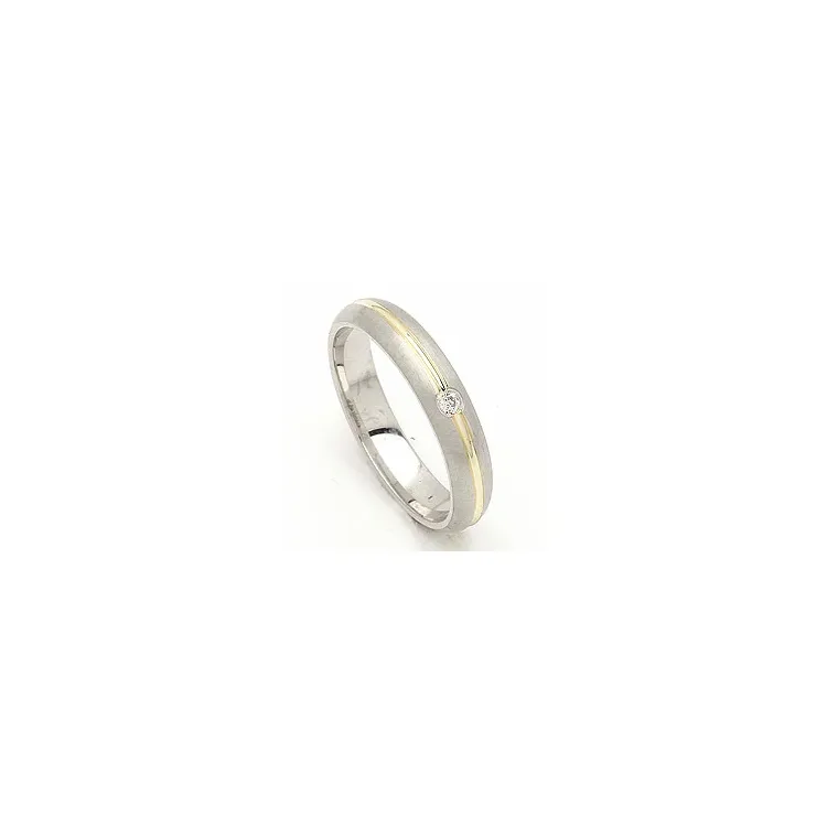 Giftering i 14 karat sølv og 14 karat gull 0,030 ct