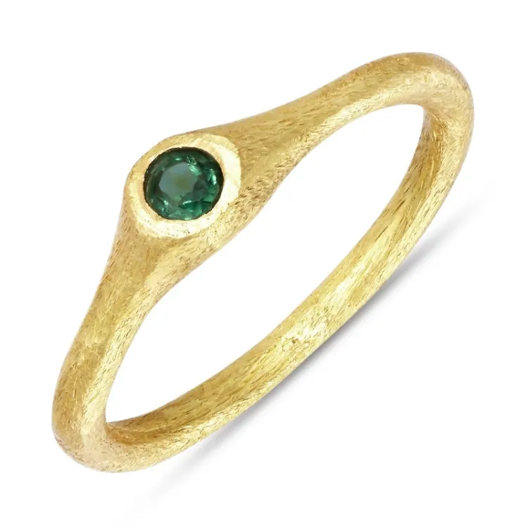 grønn krystall ring i forgylt sølv - Loom Stones
