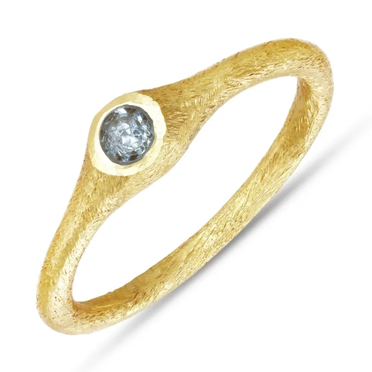 blå krystall ring i forgylt sølv - Loom Stones