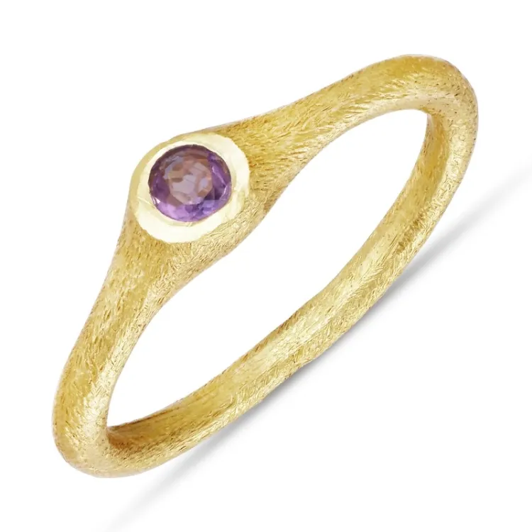 rosa krystall ring i forgylt sølv - Loom Stones