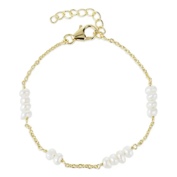 perle armbånd i forgylt sølv  x 4 mm