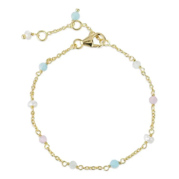 multifarget stein armbånd i forgylt sølv  x 4 mm  - Loom Stones