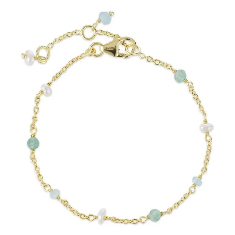 stein armbånd i forgylt sølv  x 4 mm  - Loom Stones