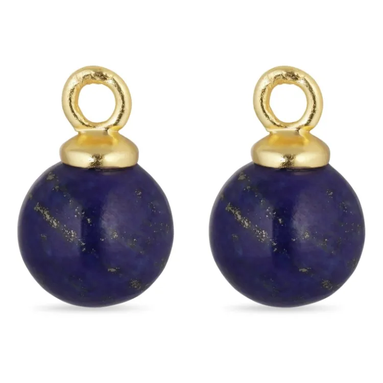 8 mm lapis lazuli anheng til øredobber i forgylt sølv - Mix & Match