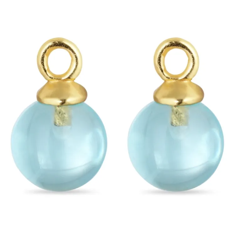 8 mm blå krystall anheng til øredobber i forgylt sølv - Mix & Match