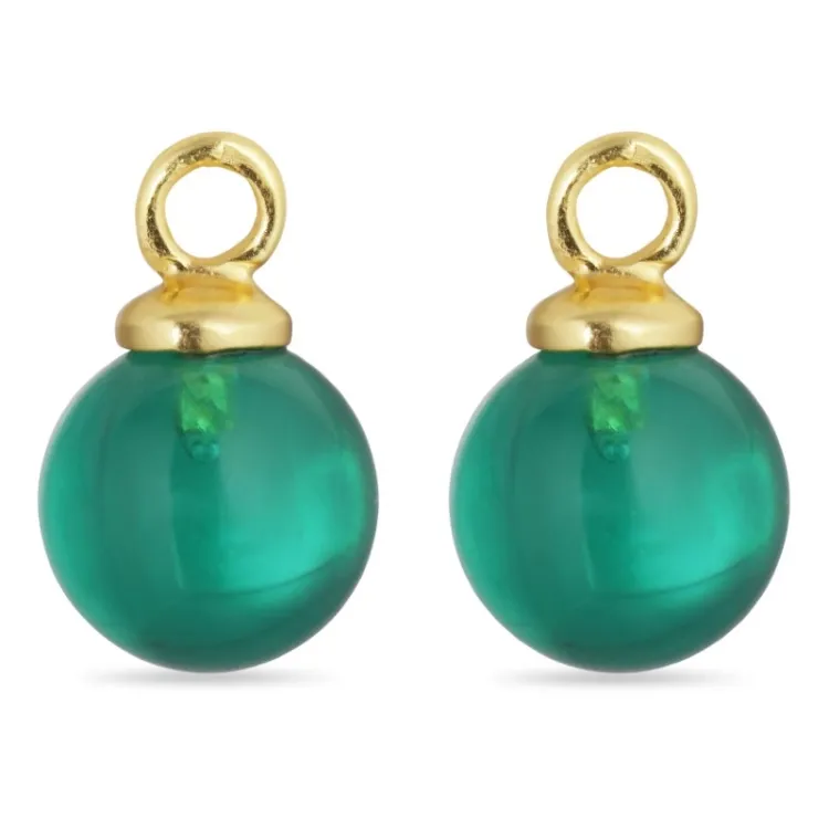 8 mm aqua krystall anheng til øredobber i forgylt sølv - Mix & Match