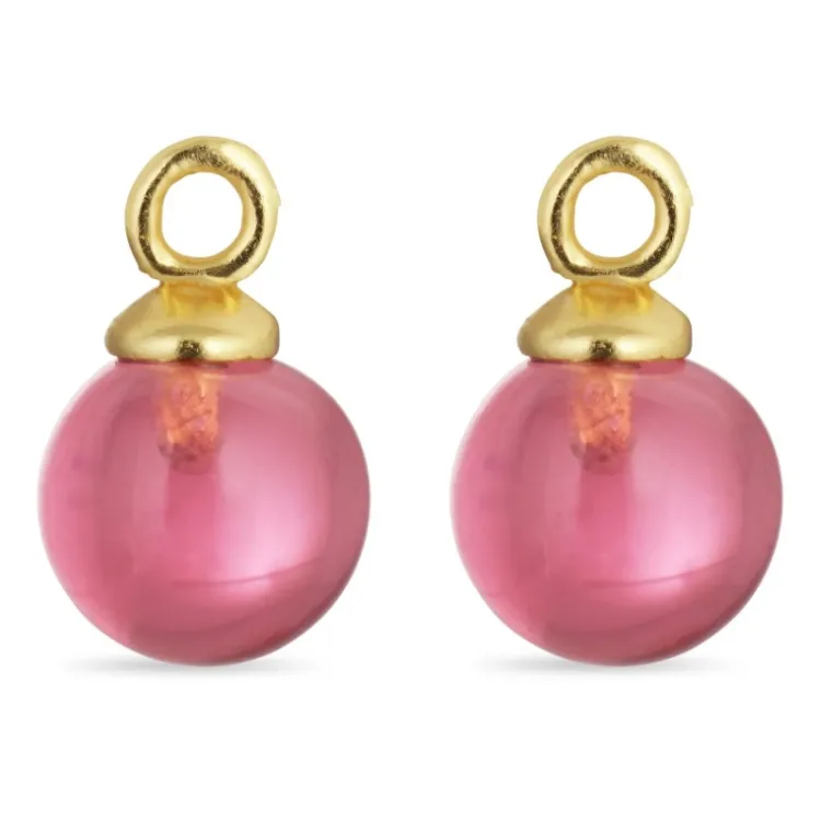 8 mm rosa krystall anheng til øredobber i forgylt sølv - Mix & Match